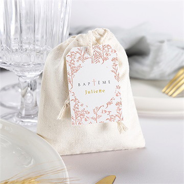 Pochon baptême motif gravure