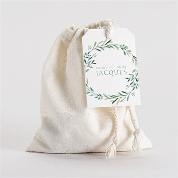 Pochon communion végétal et dorure