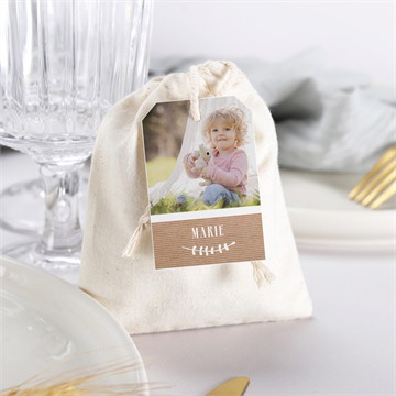 Pochon baptême pele mele photo sticker