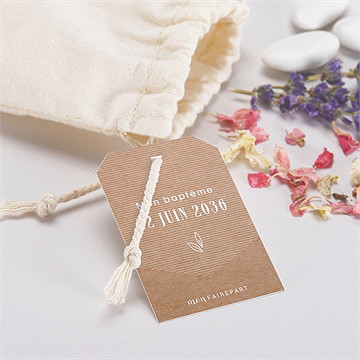 Pochon baptême pele mele photo original - Mise en situation