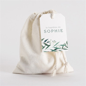 Pochon baptême jolie annonce champêtre