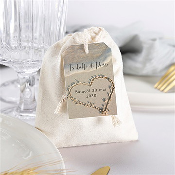 Pochon mariage  dans le sable - Mise en situation