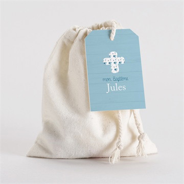 Pochon baptême noeud et croix