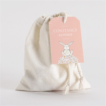 Pochon baptême petit lapin baptême magnet