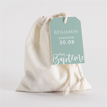 Pochon baptême jeu de mots dorure