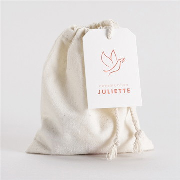 Pochon communion colombe dorée