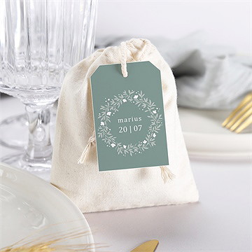 Pochon communion gaufrage émeraude - Mise en situation