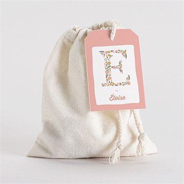 Pochon baptême initiales à motifs