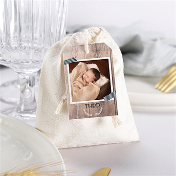 Pochon baptême marque page kraft