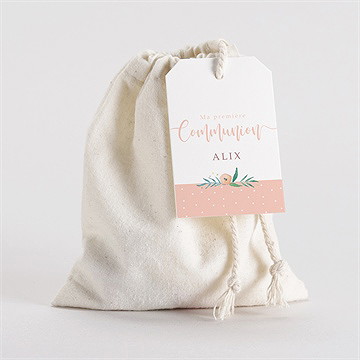 Pochon communion rose tendre