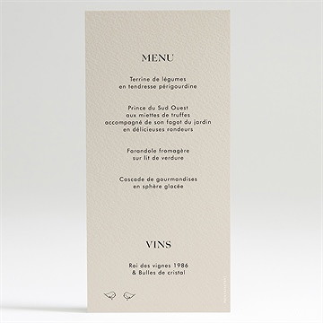 Menu mariage vélo au vent ! - Dos du menu