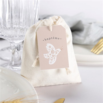 Pochon baptême profil de colombe