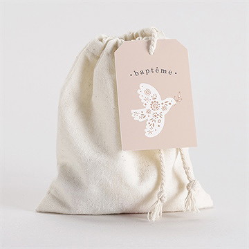 Pochon baptême profil de colombe