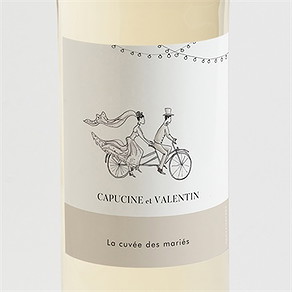 Etiquette de bouteille mariage vélo au vent !