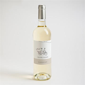 Etiquette de bouteille mariage vélo au vent ! - Mise en situation