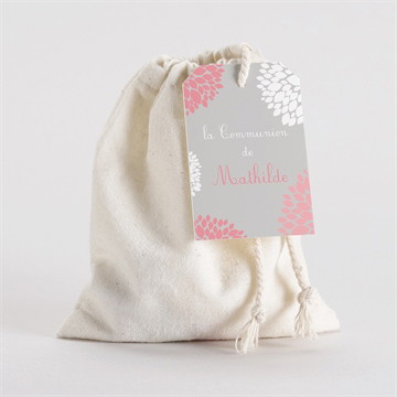 Pochon communion colombe et fleurs