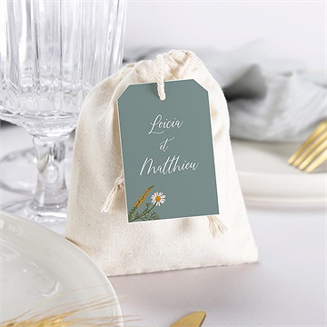 Pochon mariage  gravure champêtre - Mise en situation