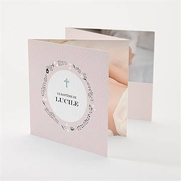 Faire-part de baptême croix couronnée accordéon