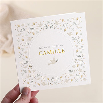Faire-part naissance célébration gaufrage