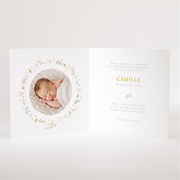 Faire-part naissance célébration gaufrage - Intérieur du faire-part