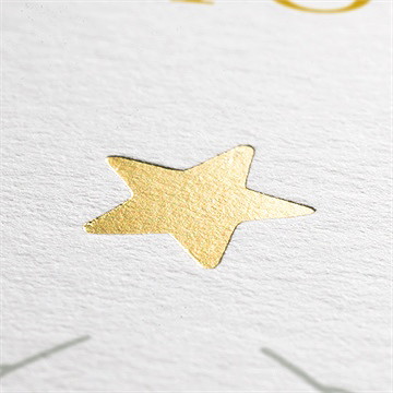 Faire-part naissance célébration dorure étoile - Marquage à chaud OR