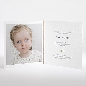 Faire-part de baptême en lumière - Intérieur du faire-part