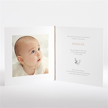 Faire-part de baptême tout en joie plié - Intérieur du faire-part