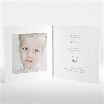 Faire-part communion foi fervente plié - Intérieur du faire-part