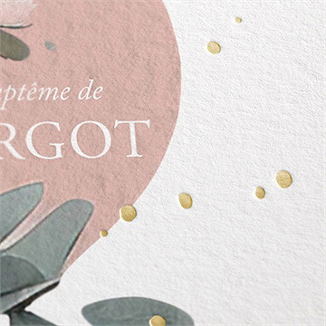 Faire-part de baptême glorieuse dorure - Marquage à chaud OR