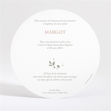 Faire-part de baptême glorieuse dorure - Dos du faire-part