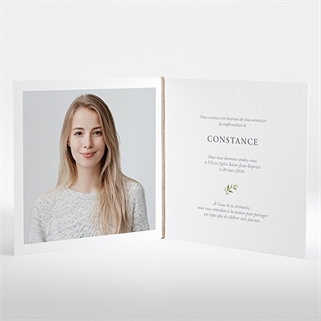 Faire-part confirmation souffle - Intérieur du faire-part