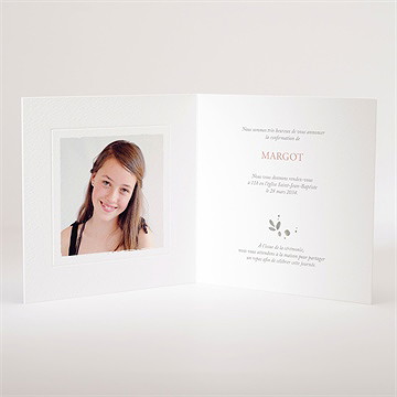 Faire-part confirmation espérance - Intérieur du faire-part