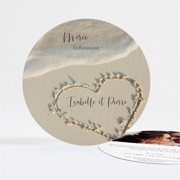 Remerciement mariage dans le sable rond