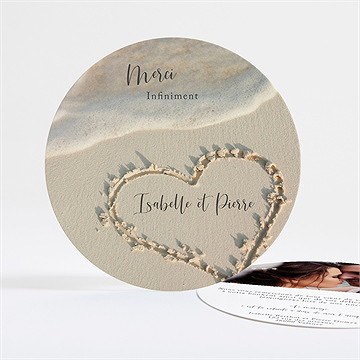 Remerciement mariage dans le sable rond