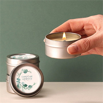 Bougie mariage grande esquisse argent - Bougie allumée