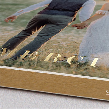 Remerciement mariage belle découverte dorure - Marquage à chaud OR