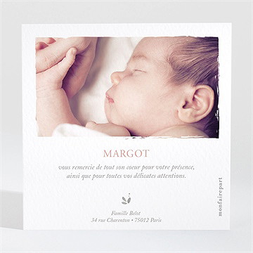 Remerciement baptême glorieuse - Dos de la carte