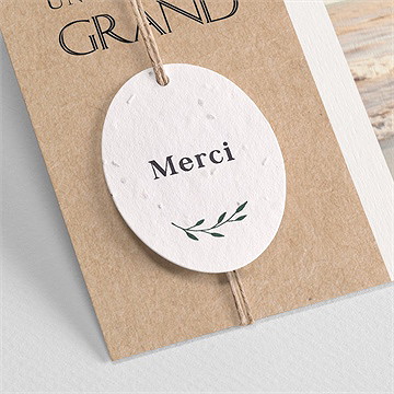 Remerciement mariage avec programme ensemencé - Détail du remerciement