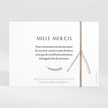 Remerciement mariage avec programme ensemencé - Dos du remerciement