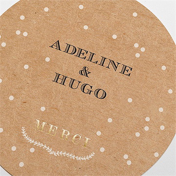 Remerciement mariage petite cocotte rond - Détail de la carte