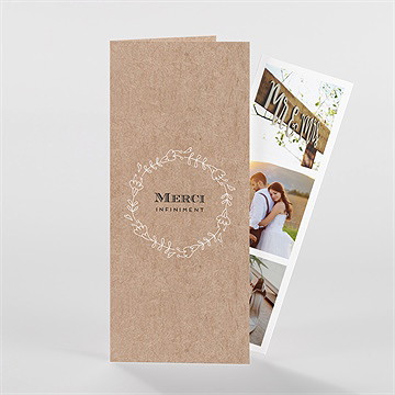 Remerciement mariage kraft en folie photomaton - Devant de la carte