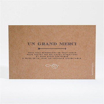 Remerciement mariage kraft vintage dorure - Dos de la carte