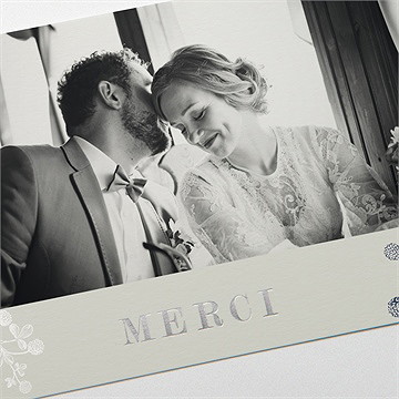 Remerciement mariage esperluette dorure - Détail de la carte