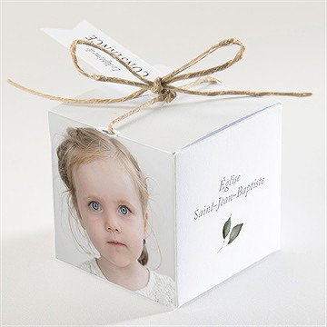 Boîte de dragées baptême en lumière - Dos de la boîte