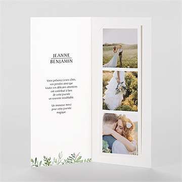 Remerciement mariage nature chic photomaton - Intérieur du faire-part