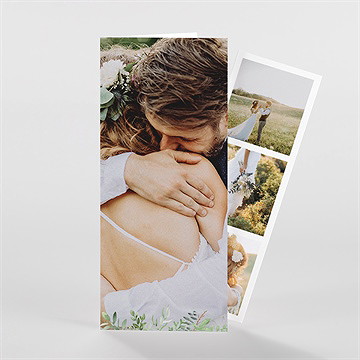Remerciement mariage nature chic photomaton - Devant du faire-part