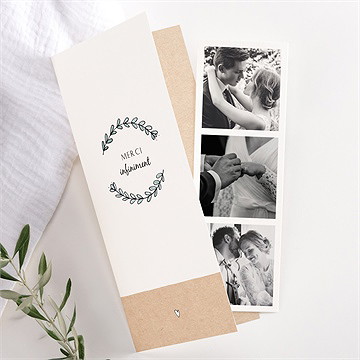 Remerciement mariage avec programme photomaton