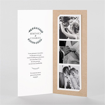 Remerciement mariage avec programme photomaton - Intérieur du faire-part