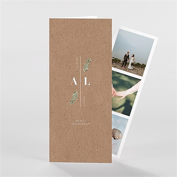 Remerciement mariage let our love grow ! photomaton - Devant de la carte