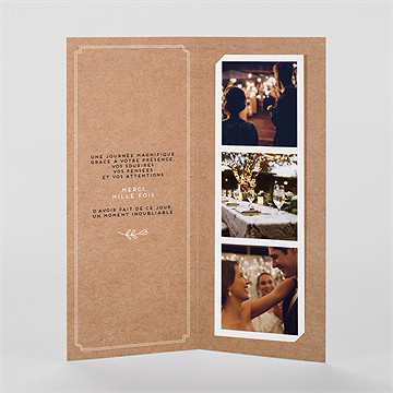 Remerciement mariage kraft vintage photomaton - Intérieur du faire-part